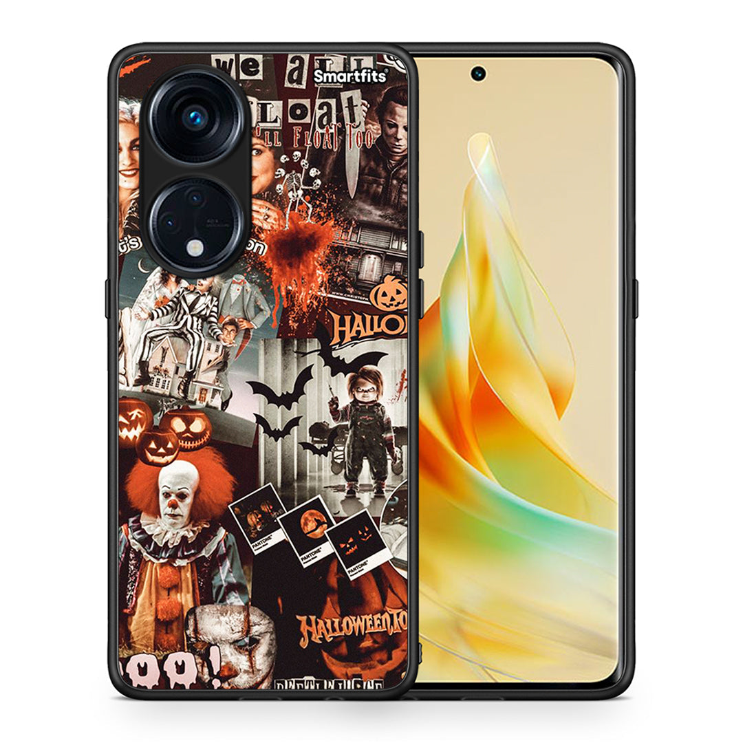 Θήκη Oppo A98 Halloween Spooky Season από τη Smartfits με σχέδιο στο πίσω μέρος και μαύρο περίβλημα | Oppo A98 Halloween Spooky Season Case with Colorful Back and Black Bezels