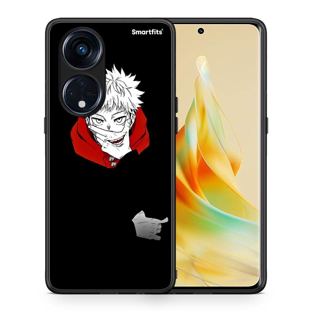 Θήκη Oppo A98 Itadori Anime από τη Smartfits με σχέδιο στο πίσω μέρος και μαύρο περίβλημα | Oppo A98 Itadori Anime Case with Colorful Back and Black Bezels