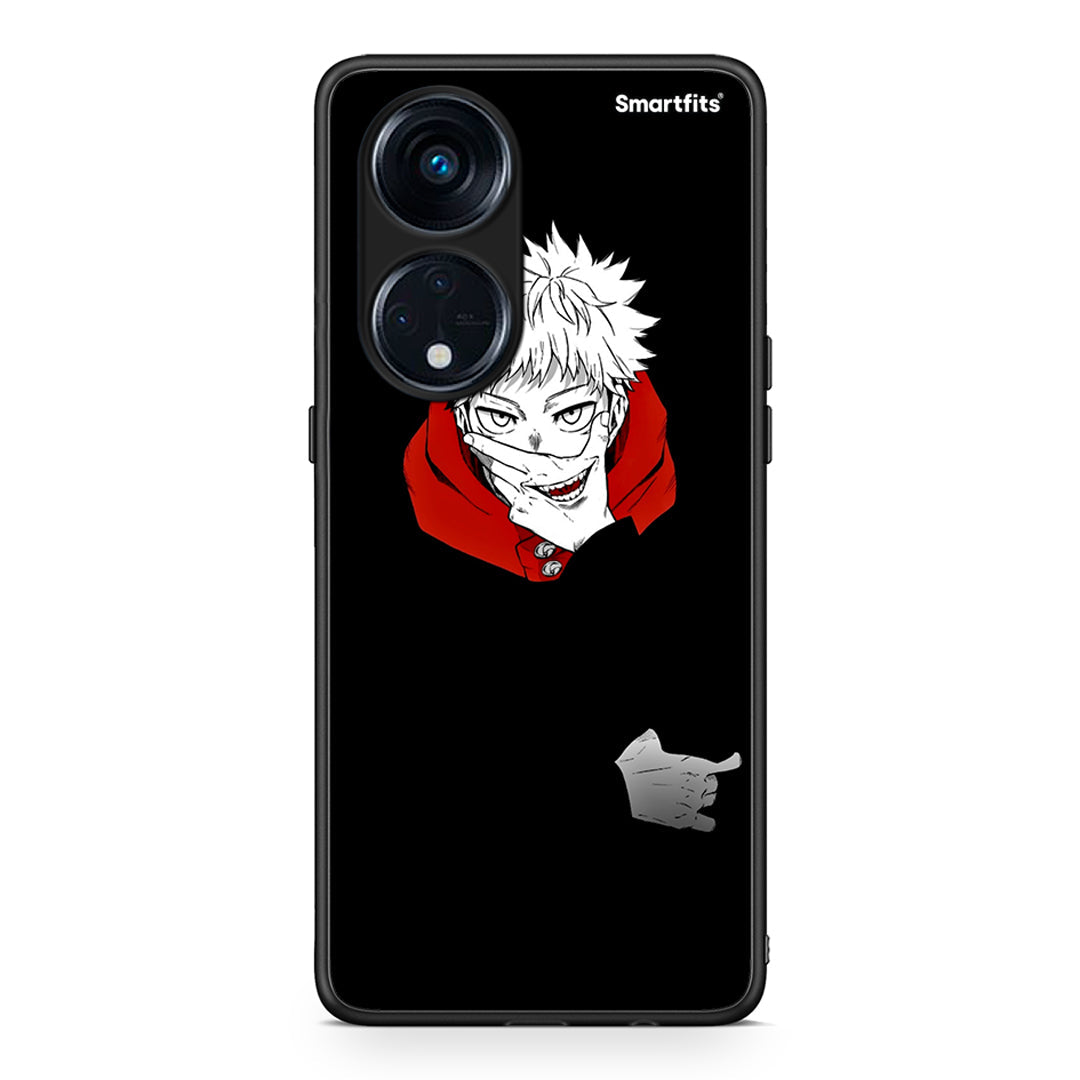 Θήκη Oppo A98 Itadori Anime από τη Smartfits με σχέδιο στο πίσω μέρος και μαύρο περίβλημα | Oppo A98 Itadori Anime Case with Colorful Back and Black Bezels