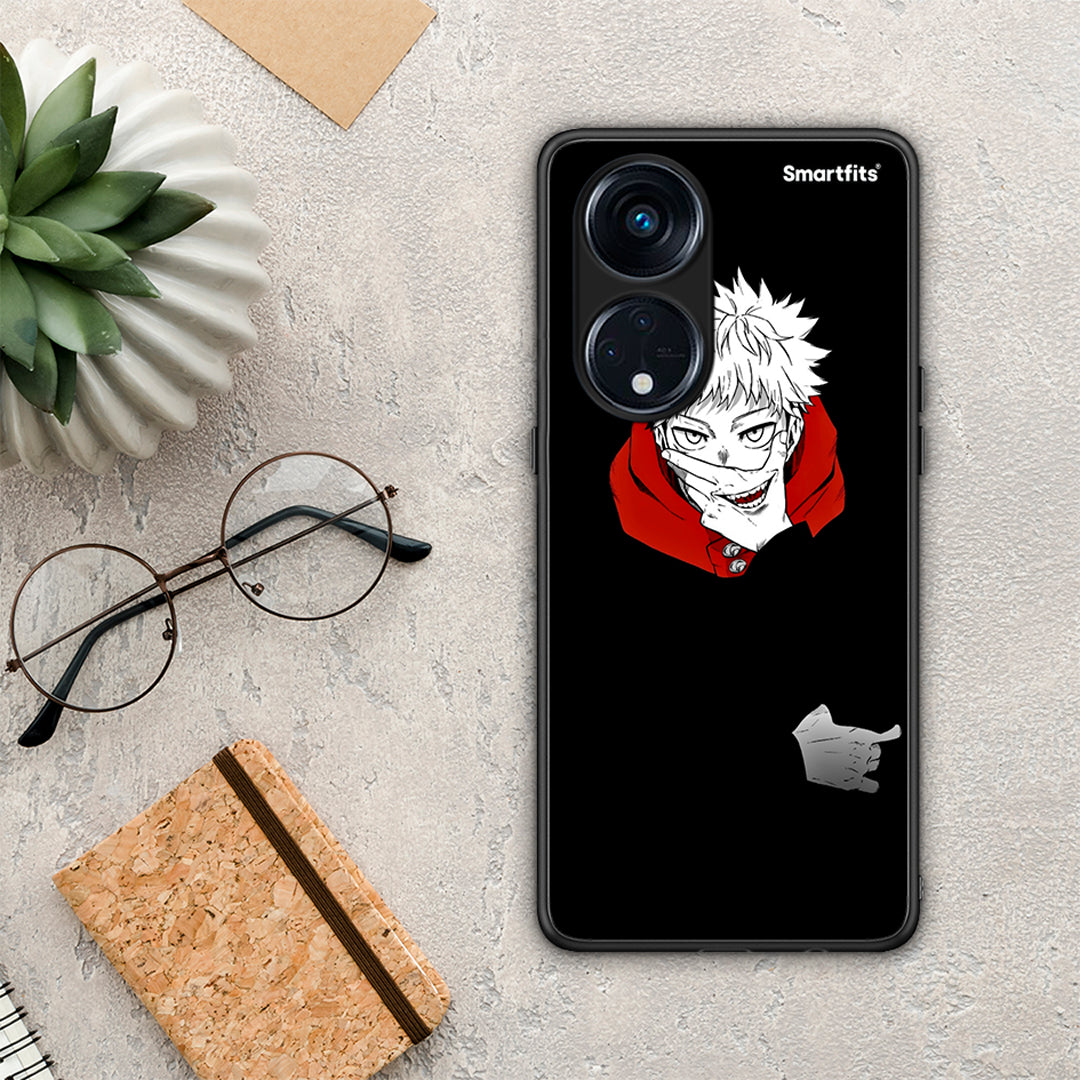 Θήκη Oppo A98 Itadori Anime από τη Smartfits με σχέδιο στο πίσω μέρος και μαύρο περίβλημα | Oppo A98 Itadori Anime Case with Colorful Back and Black Bezels