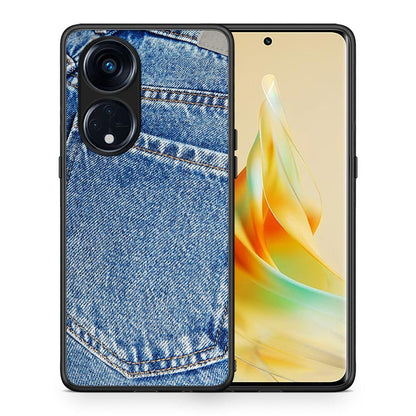 Θήκη Oppo A98 Jeans Pocket από τη Smartfits με σχέδιο στο πίσω μέρος και μαύρο περίβλημα | Oppo A98 Jeans Pocket Case with Colorful Back and Black Bezels