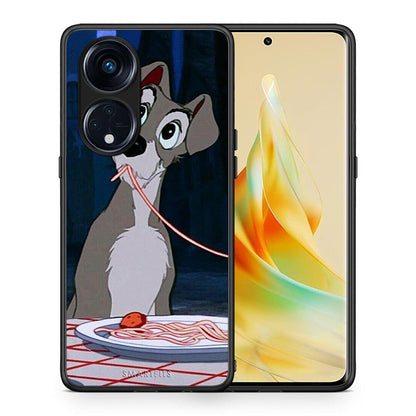 Θήκη Oppo A98 Lady And Tramp 1 από τη Smartfits με σχέδιο στο πίσω μέρος και μαύρο περίβλημα | Oppo A98 Lady And Tramp 1 Case with Colorful Back and Black Bezels