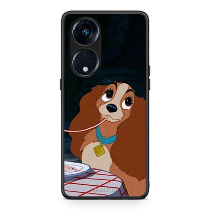 Θήκη Oppo A98 Lady And Tramp 2 από τη Smartfits με σχέδιο στο πίσω μέρος και μαύρο περίβλημα | Oppo A98 Lady And Tramp 2 Case with Colorful Back and Black Bezels