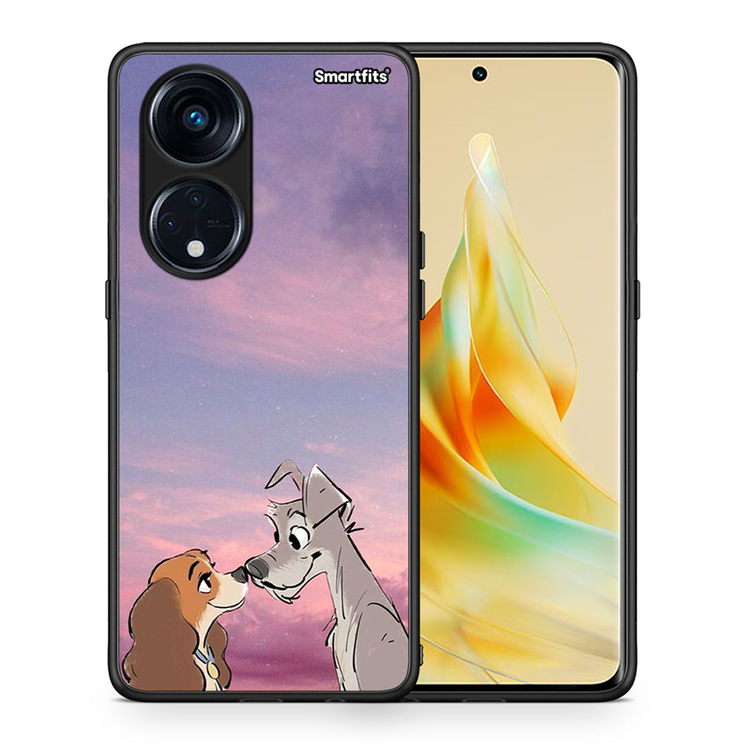 Θήκη Oppo A98 Lady And Tramp από τη Smartfits με σχέδιο στο πίσω μέρος και μαύρο περίβλημα | Oppo A98 Lady And Tramp Case with Colorful Back and Black Bezels