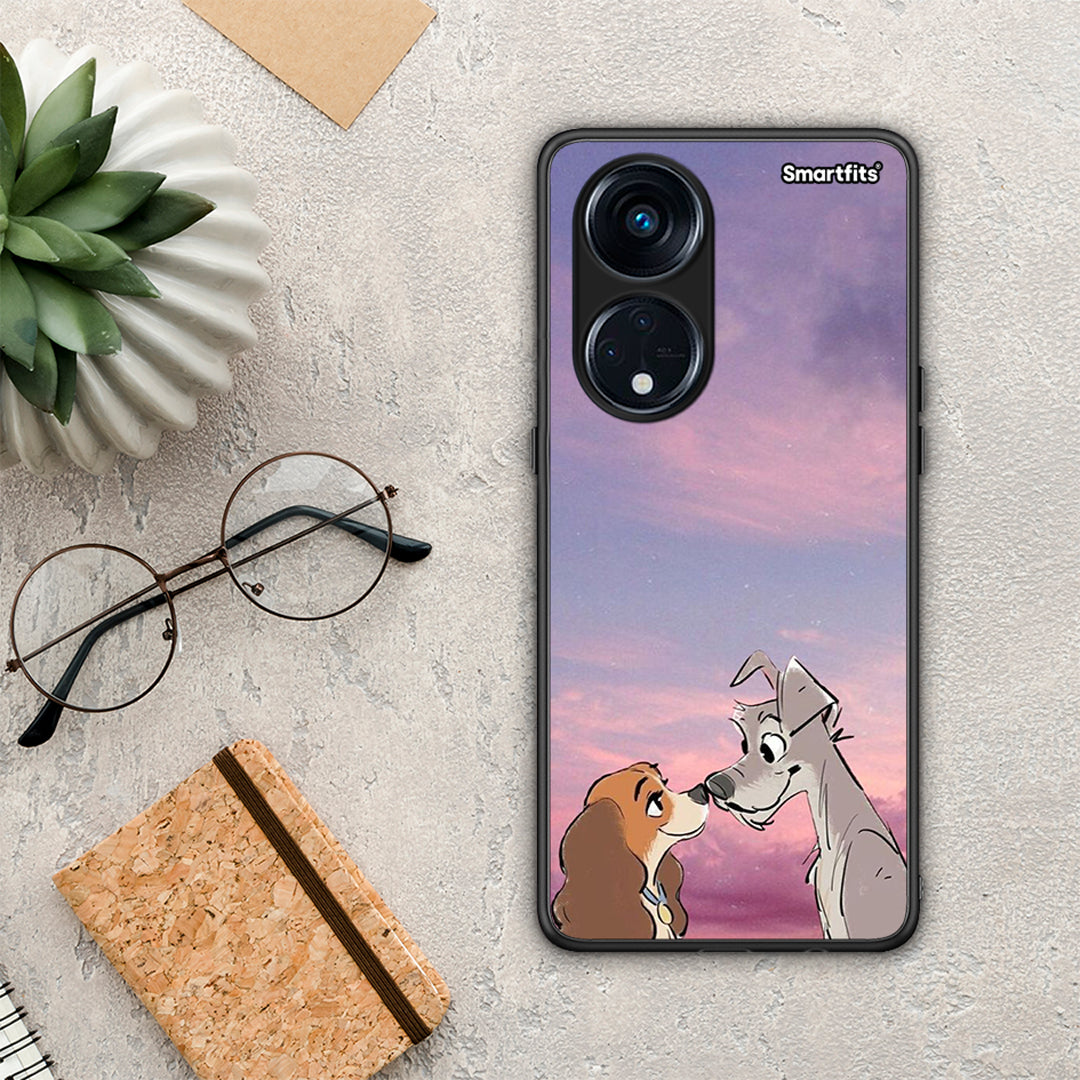 Θήκη Oppo A98 Lady And Tramp από τη Smartfits με σχέδιο στο πίσω μέρος και μαύρο περίβλημα | Oppo A98 Lady And Tramp Case with Colorful Back and Black Bezels