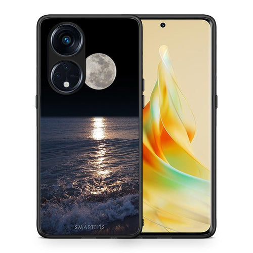 Θήκη Oppo A98 Landscape Moon από τη Smartfits με σχέδιο στο πίσω μέρος και μαύρο περίβλημα | Oppo A98 Landscape Moon Case with Colorful Back and Black Bezels