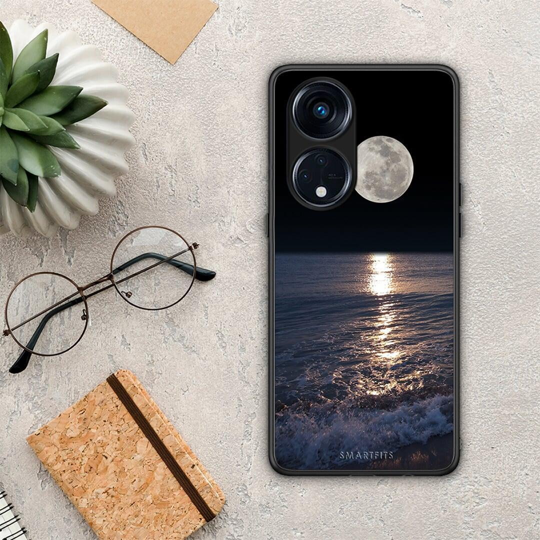 Θήκη Oppo A98 Landscape Moon από τη Smartfits με σχέδιο στο πίσω μέρος και μαύρο περίβλημα | Oppo A98 Landscape Moon Case with Colorful Back and Black Bezels