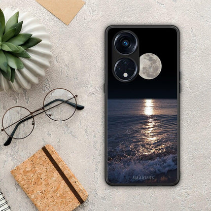 Θήκη Oppo A98 Landscape Moon από τη Smartfits με σχέδιο στο πίσω μέρος και μαύρο περίβλημα | Oppo A98 Landscape Moon Case with Colorful Back and Black Bezels