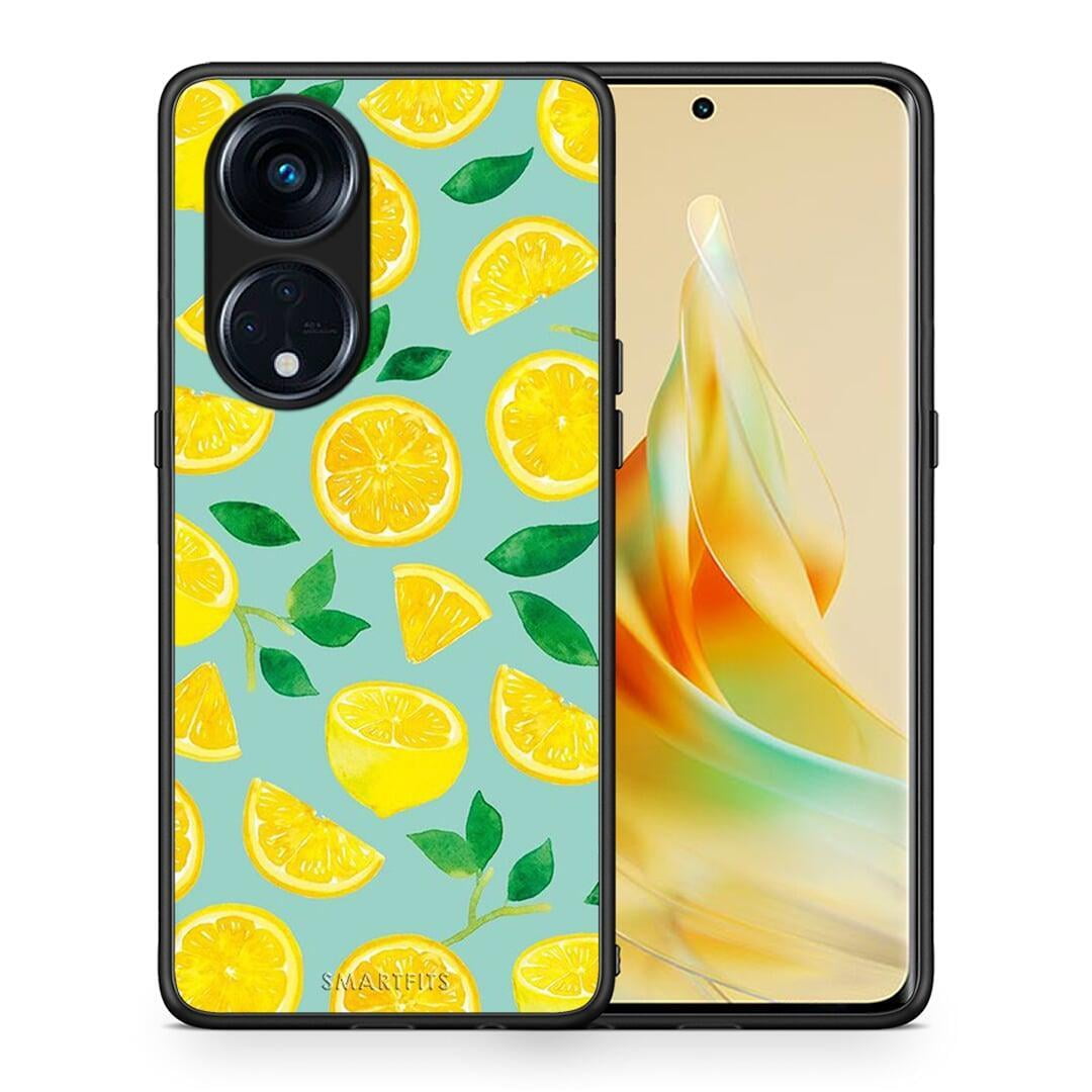 Θήκη Oppo A98 Lemons από τη Smartfits με σχέδιο στο πίσω μέρος και μαύρο περίβλημα | Oppo A98 Lemons Case with Colorful Back and Black Bezels