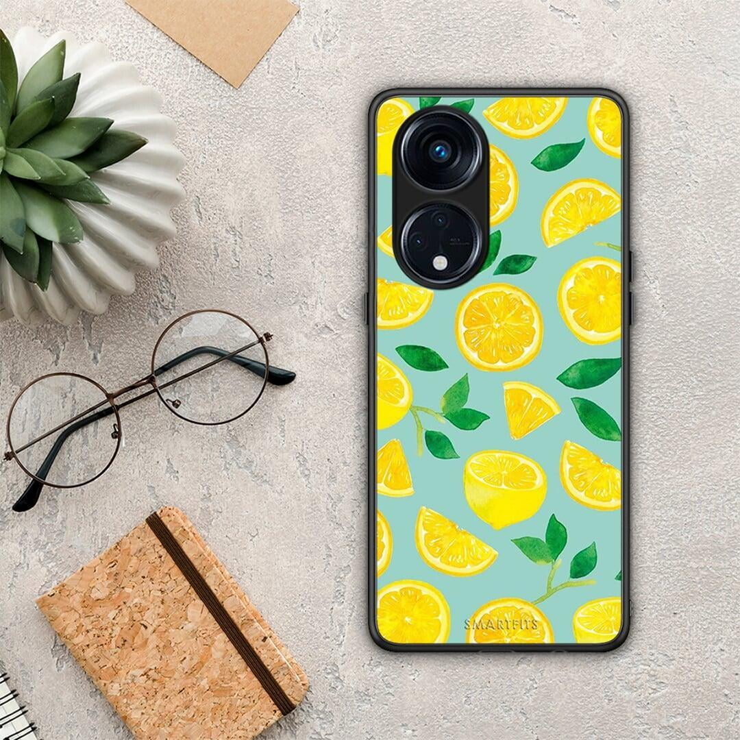 Θήκη Oppo A98 Lemons από τη Smartfits με σχέδιο στο πίσω μέρος και μαύρο περίβλημα | Oppo A98 Lemons Case with Colorful Back and Black Bezels