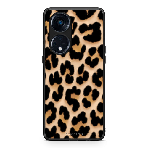 Θήκη Oppo Reno8T 5G / A1 Pro Leopard Print Tan Large από τη Smartfits με σχέδιο στο πίσω μέρος και μαύρο περίβλημα | Oppo Reno8T 5G / A1 Pro Leopard Print Tan Large case with colorful back and black bezels