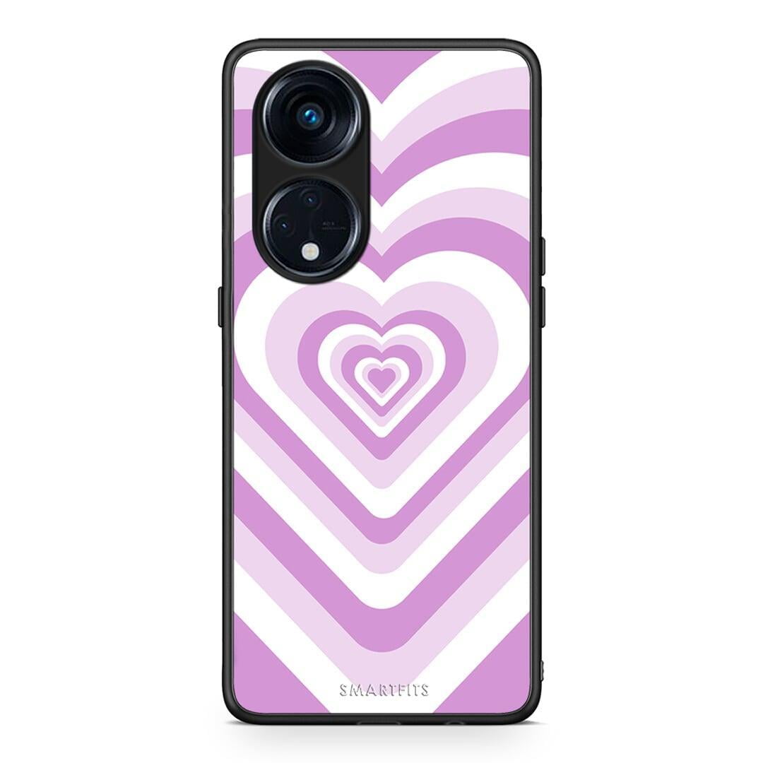 Θήκη Oppo A98 Lilac Hearts από τη Smartfits με σχέδιο στο πίσω μέρος και μαύρο περίβλημα | Oppo A98 Lilac Hearts Case with Colorful Back and Black Bezels