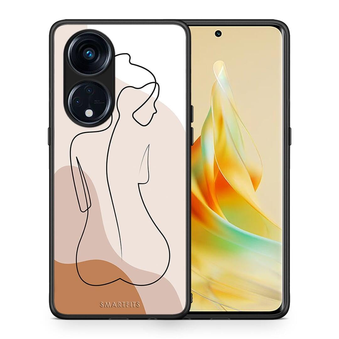 Θήκη Oppo A98 LineArt Woman από τη Smartfits με σχέδιο στο πίσω μέρος και μαύρο περίβλημα | Oppo A98 LineArt Woman Case with Colorful Back and Black Bezels