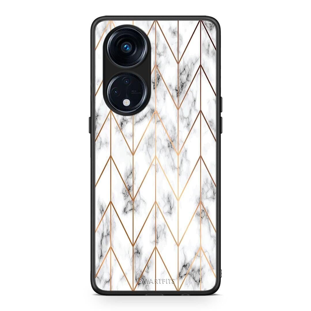 Θήκη Oppo A98 Marble Gold Geometric από τη Smartfits με σχέδιο στο πίσω μέρος και μαύρο περίβλημα | Oppo A98 Marble Gold Geometric Case with Colorful Back and Black Bezels