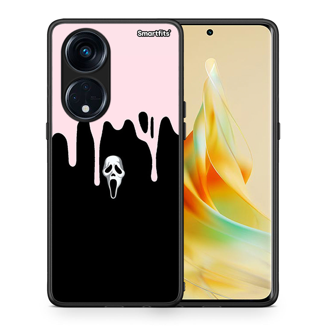 Θήκη Oppo A98 Melting Halloween Mask από τη Smartfits με σχέδιο στο πίσω μέρος και μαύρο περίβλημα | Oppo A98 Melting Halloween Mask Case with Colorful Back and Black Bezels