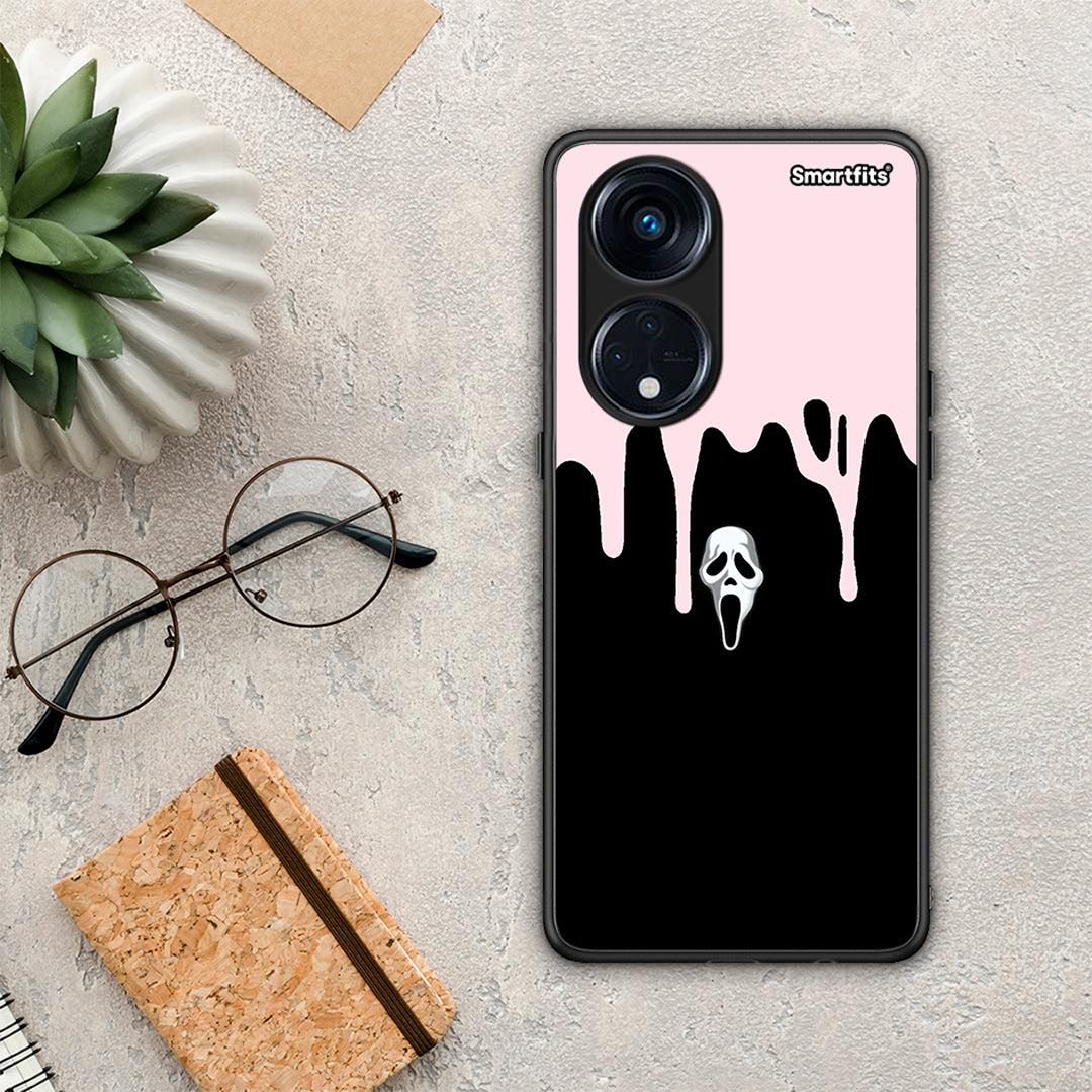 Θήκη Oppo A98 Melting Halloween Mask από τη Smartfits με σχέδιο στο πίσω μέρος και μαύρο περίβλημα | Oppo A98 Melting Halloween Mask Case with Colorful Back and Black Bezels