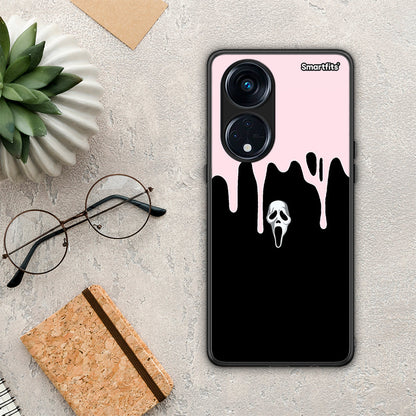 Θήκη Oppo A98 Melting Halloween Mask από τη Smartfits με σχέδιο στο πίσω μέρος και μαύρο περίβλημα | Oppo A98 Melting Halloween Mask Case with Colorful Back and Black Bezels