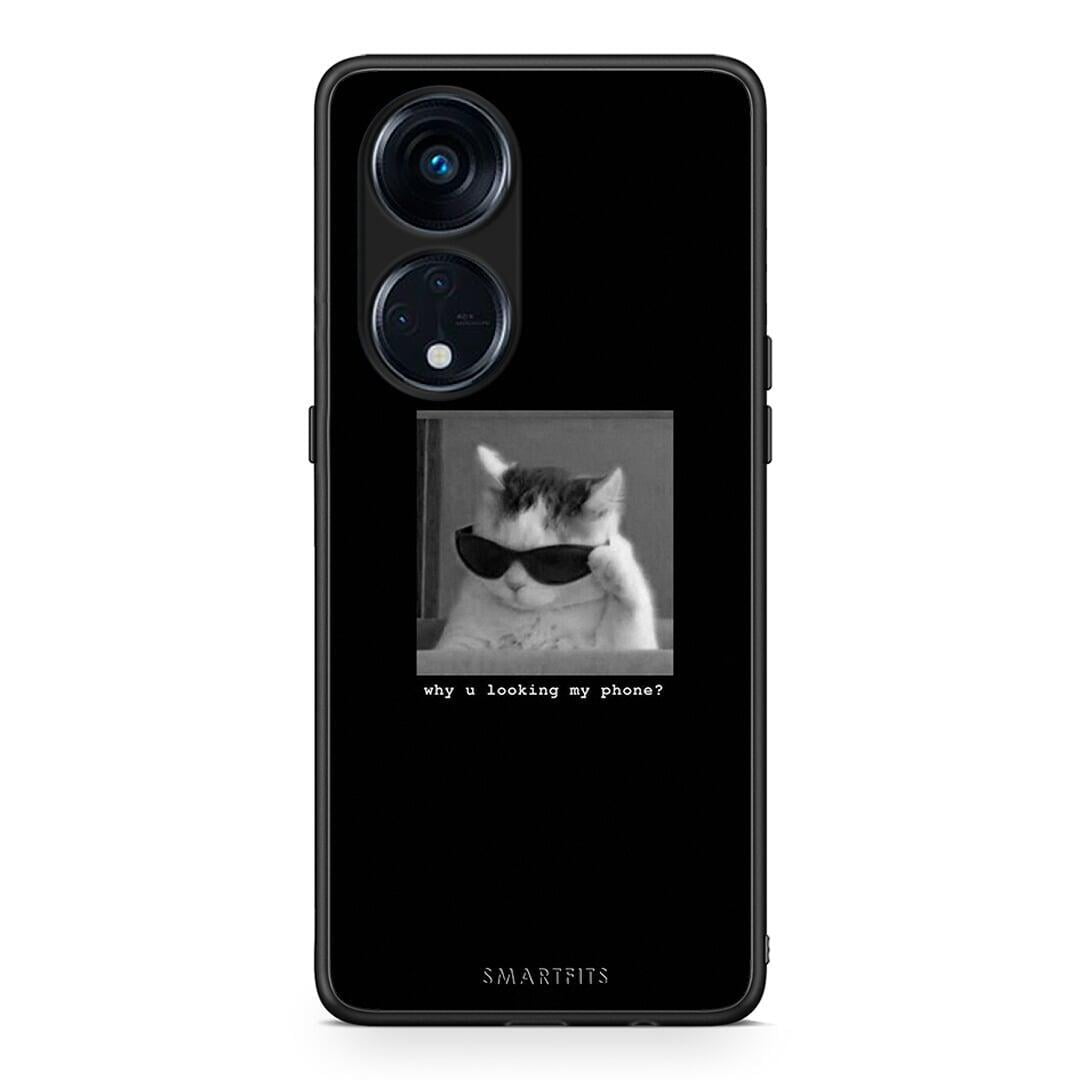 Θήκη Oppo A98 Meme Cat από τη Smartfits με σχέδιο στο πίσω μέρος και μαύρο περίβλημα | Oppo A98 Meme Cat Case with Colorful Back and Black Bezels