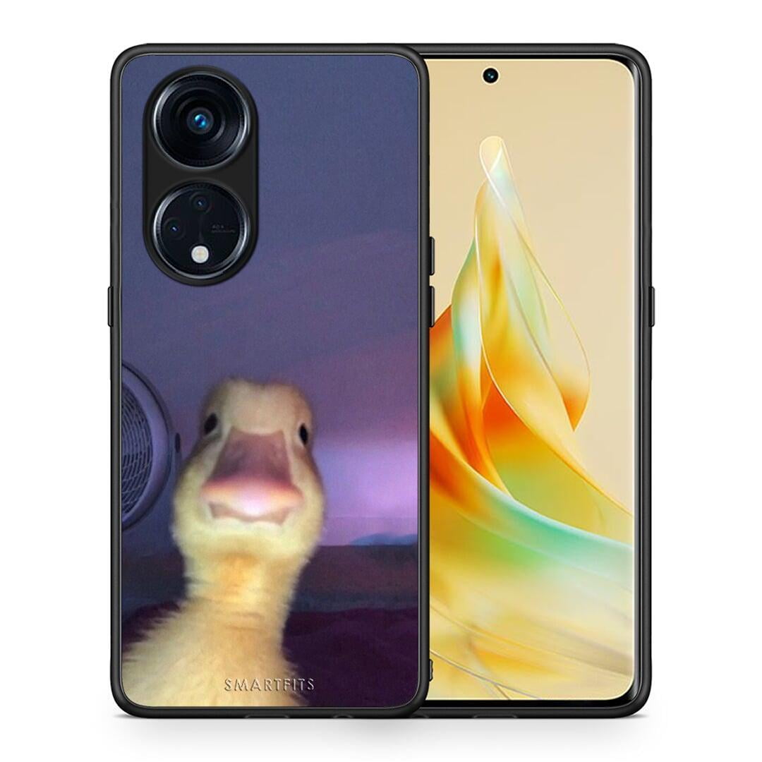 Θήκη Oppo A98 Meme Duck από τη Smartfits με σχέδιο στο πίσω μέρος και μαύρο περίβλημα | Oppo A98 Meme Duck Case with Colorful Back and Black Bezels