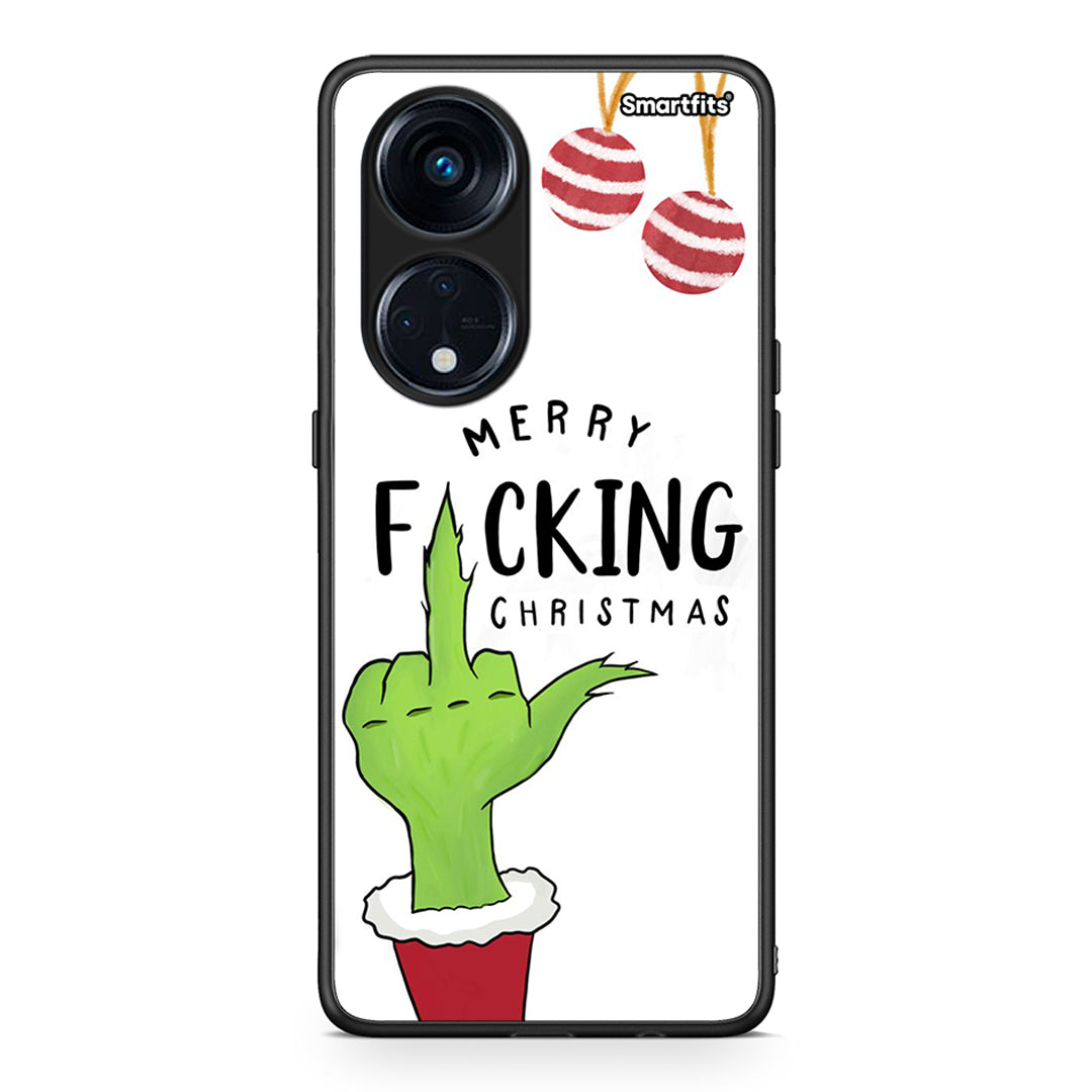 Θήκη Oppo A98 Merry F Xmas από τη Smartfits με σχέδιο στο πίσω μέρος και μαύρο περίβλημα | Oppo A98 Merry F Xmas Case with Colorful Back and Black Bezels