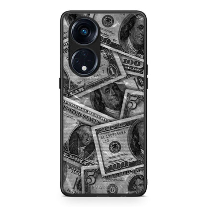 Θήκη Oppo A98 Money Dollars από τη Smartfits με σχέδιο στο πίσω μέρος και μαύρο περίβλημα | Oppo A98 Money Dollars Case with Colorful Back and Black Bezels