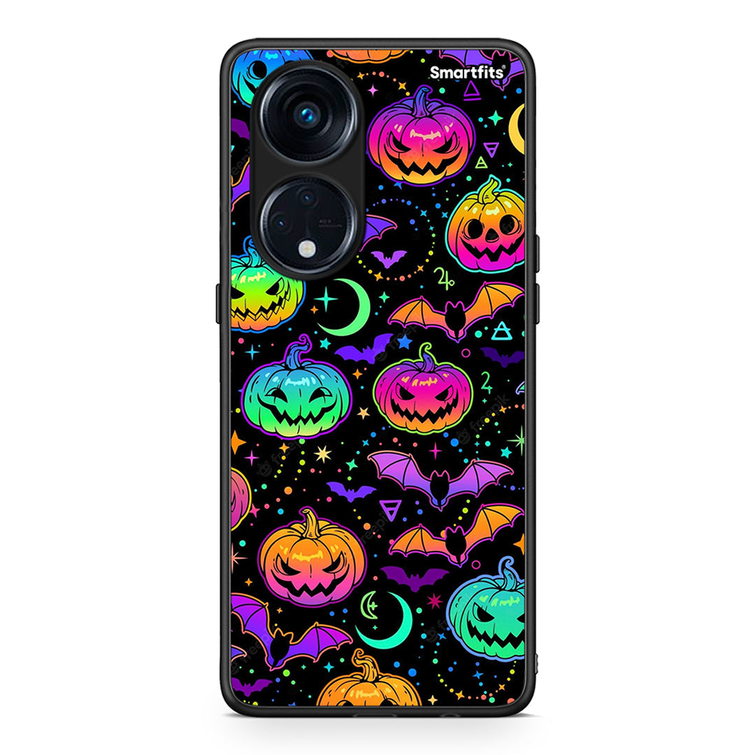 Θήκη Oppo A98 Neon Halloween από τη Smartfits με σχέδιο στο πίσω μέρος και μαύρο περίβλημα | Oppo A98 Neon Halloween Case with Colorful Back and Black Bezels