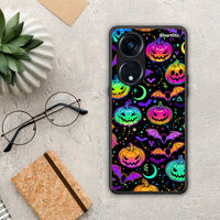 Thumbnail for Θήκη Oppo A98 Neon Halloween από τη Smartfits με σχέδιο στο πίσω μέρος και μαύρο περίβλημα | Oppo A98 Neon Halloween Case with Colorful Back and Black Bezels