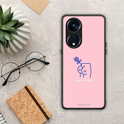 Θήκη Oppo A98 Nice Day από τη Smartfits με σχέδιο στο πίσω μέρος και μαύρο περίβλημα | Oppo A98 Nice Day Case with Colorful Back and Black Bezels