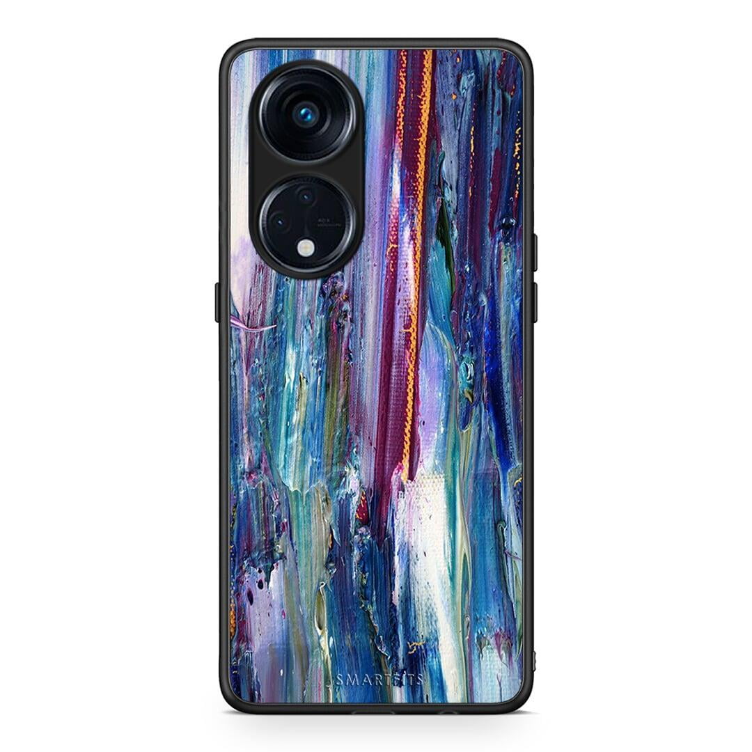 Θήκη Oppo A98 Paint Winter από τη Smartfits με σχέδιο στο πίσω μέρος και μαύρο περίβλημα | Oppo A98 Paint Winter Case with Colorful Back and Black Bezels