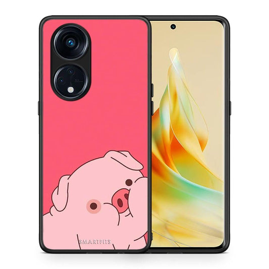 Θήκη Oppo A98 Pig Love 1 από τη Smartfits με σχέδιο στο πίσω μέρος και μαύρο περίβλημα | Oppo A98 Pig Love 1 Case with Colorful Back and Black Bezels