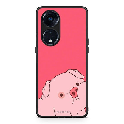 Θήκη Oppo A98 Pig Love 1 από τη Smartfits με σχέδιο στο πίσω μέρος και μαύρο περίβλημα | Oppo A98 Pig Love 1 Case with Colorful Back and Black Bezels