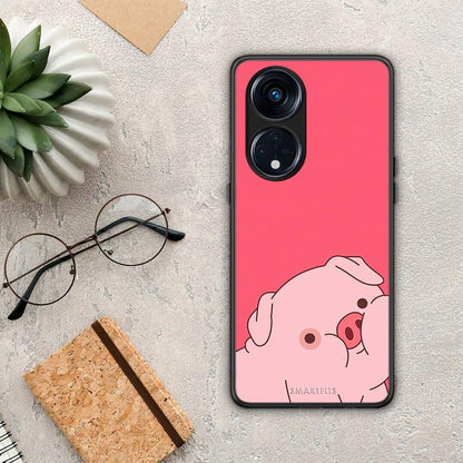 Θήκη Oppo A98 Pig Love 1 από τη Smartfits με σχέδιο στο πίσω μέρος και μαύρο περίβλημα | Oppo A98 Pig Love 1 Case with Colorful Back and Black Bezels