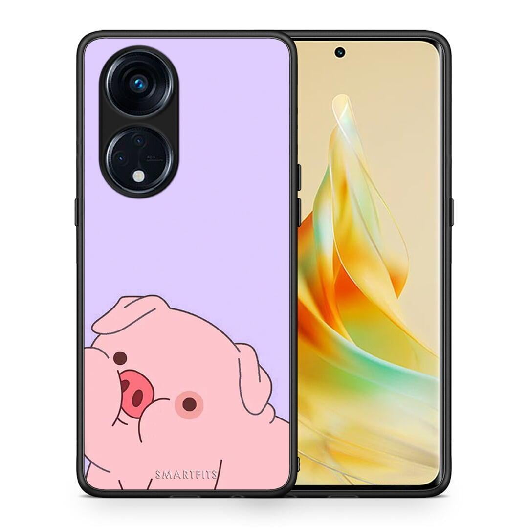 Θήκη Oppo A98 Pig Love 2 από τη Smartfits με σχέδιο στο πίσω μέρος και μαύρο περίβλημα | Oppo A98 Pig Love 2 Case with Colorful Back and Black Bezels