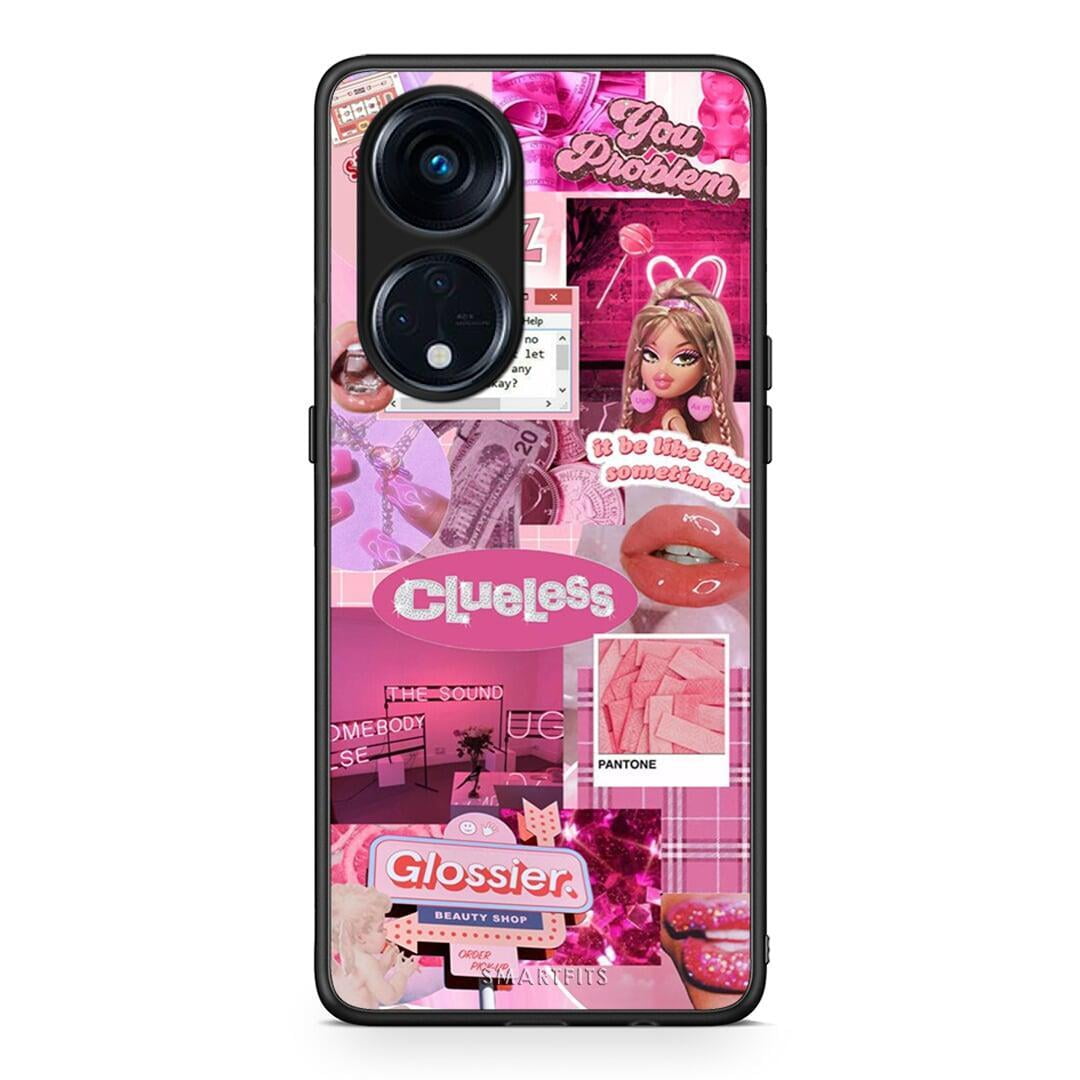 Θήκη Oppo A98 Pink Love από τη Smartfits με σχέδιο στο πίσω μέρος και μαύρο περίβλημα | Oppo A98 Pink Love Case with Colorful Back and Black Bezels