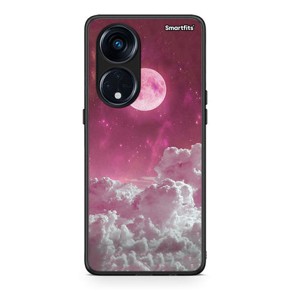 Θήκη Oppo A98 Pink Moon από τη Smartfits με σχέδιο στο πίσω μέρος και μαύρο περίβλημα | Oppo A98 Pink Moon Case with Colorful Back and Black Bezels