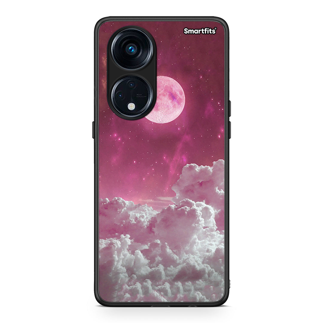 Θήκη Oppo A98 Pink Moon από τη Smartfits με σχέδιο στο πίσω μέρος και μαύρο περίβλημα | Oppo A98 Pink Moon Case with Colorful Back and Black Bezels