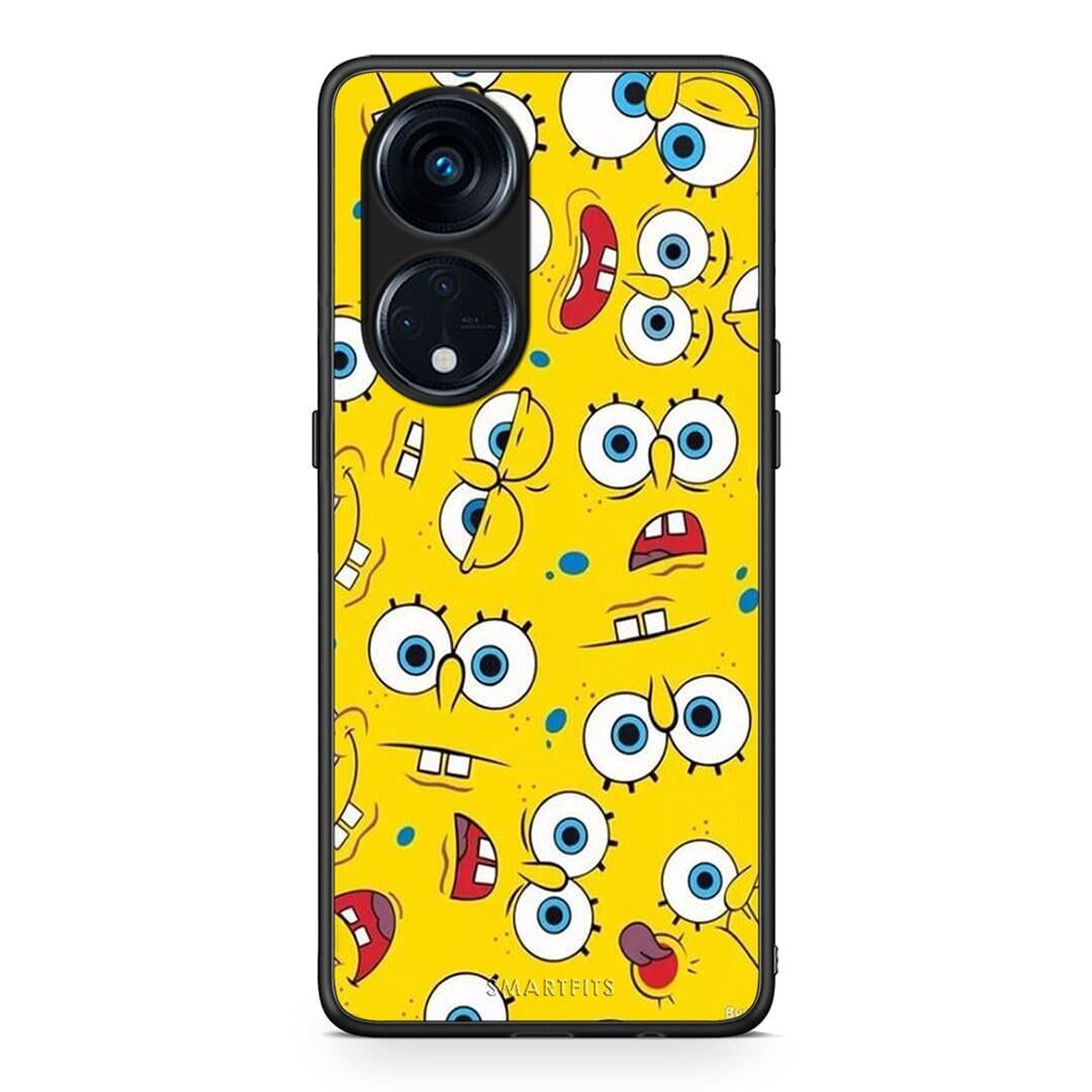 Θήκη Oppo A98 PopArt Sponge από τη Smartfits με σχέδιο στο πίσω μέρος και μαύρο περίβλημα | Oppo A98 PopArt Sponge Case with Colorful Back and Black Bezels