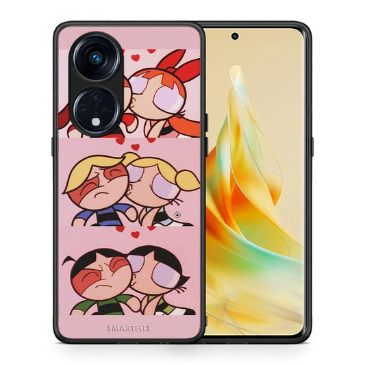 Θήκη Oppo A98 Puff Love από τη Smartfits με σχέδιο στο πίσω μέρος και μαύρο περίβλημα | Oppo A98 Puff Love Case with Colorful Back and Black Bezels