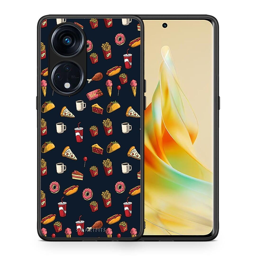 Θήκη Oppo A98 Random Hungry από τη Smartfits με σχέδιο στο πίσω μέρος και μαύρο περίβλημα | Oppo A98 Random Hungry Case with Colorful Back and Black Bezels