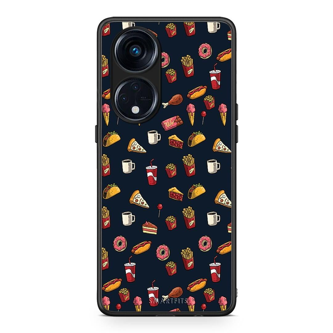 Θήκη Oppo A98 Random Hungry από τη Smartfits με σχέδιο στο πίσω μέρος και μαύρο περίβλημα | Oppo A98 Random Hungry Case with Colorful Back and Black Bezels