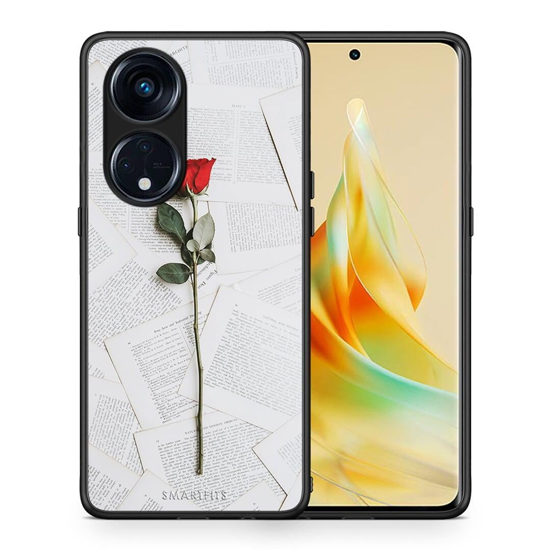 Θήκη Oppo A98 Red Rose από τη Smartfits με σχέδιο στο πίσω μέρος και μαύρο περίβλημα | Oppo A98 Red Rose Case with Colorful Back and Black Bezels