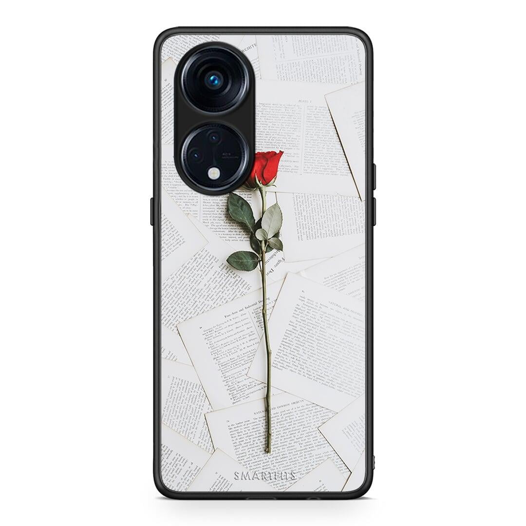 Θήκη Oppo A98 Red Rose από τη Smartfits με σχέδιο στο πίσω μέρος και μαύρο περίβλημα | Oppo A98 Red Rose Case with Colorful Back and Black Bezels