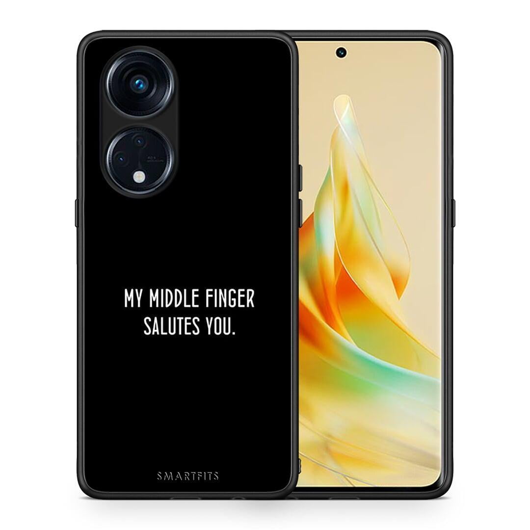 Θήκη Oppo A98 Salute από τη Smartfits με σχέδιο στο πίσω μέρος και μαύρο περίβλημα | Oppo A98 Salute Case with Colorful Back and Black Bezels