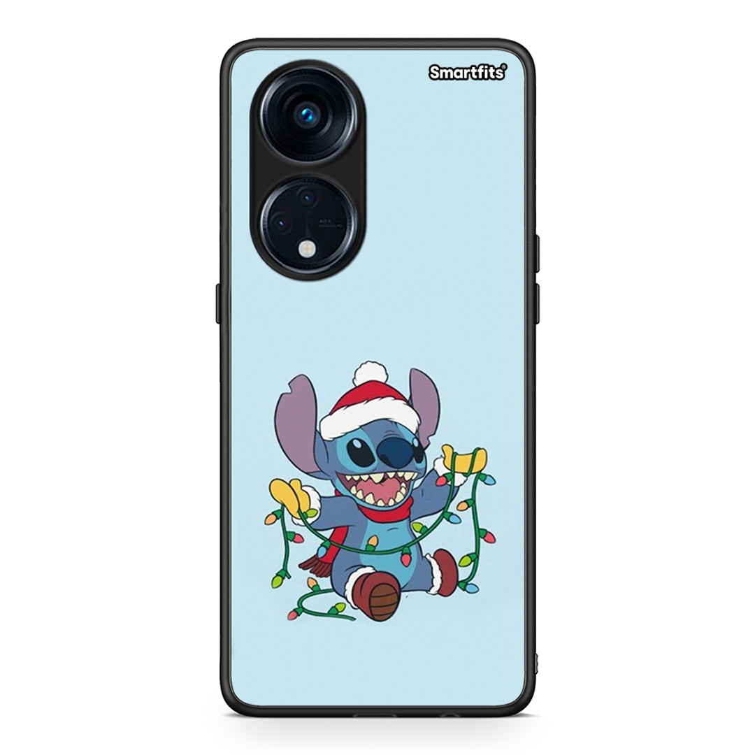 Θήκη Oppo A98 Santa Stich από τη Smartfits με σχέδιο στο πίσω μέρος και μαύρο περίβλημα | Oppo A98 Santa Stich Case with Colorful Back and Black Bezels