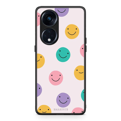 Θήκη Oppo A98 Smiley Faces από τη Smartfits με σχέδιο στο πίσω μέρος και μαύρο περίβλημα | Oppo A98 Smiley Faces Case with Colorful Back and Black Bezels