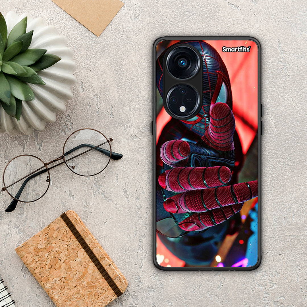 Θήκη Oppo A98 Spider Hand από τη Smartfits με σχέδιο στο πίσω μέρος και μαύρο περίβλημα | Oppo A98 Spider Hand Case with Colorful Back and Black Bezels