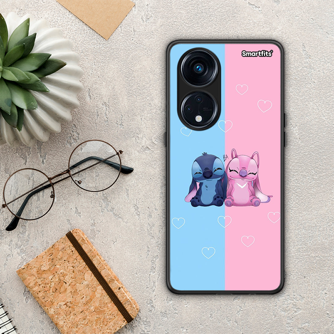 Θήκη Oppo A98 Stitch And Angel από τη Smartfits με σχέδιο στο πίσω μέρος και μαύρο περίβλημα | Oppo A98 Stitch And Angel Case with Colorful Back and Black Bezels