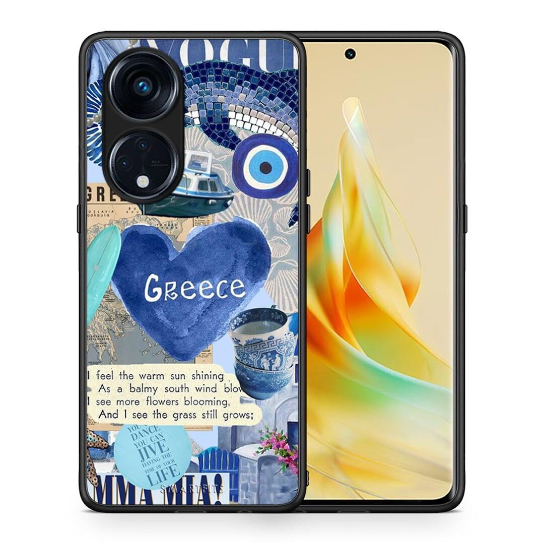 Θήκη Oppo A98 Summer In Greece από τη Smartfits με σχέδιο στο πίσω μέρος και μαύρο περίβλημα | Oppo A98 Summer In Greece Case with Colorful Back and Black Bezels