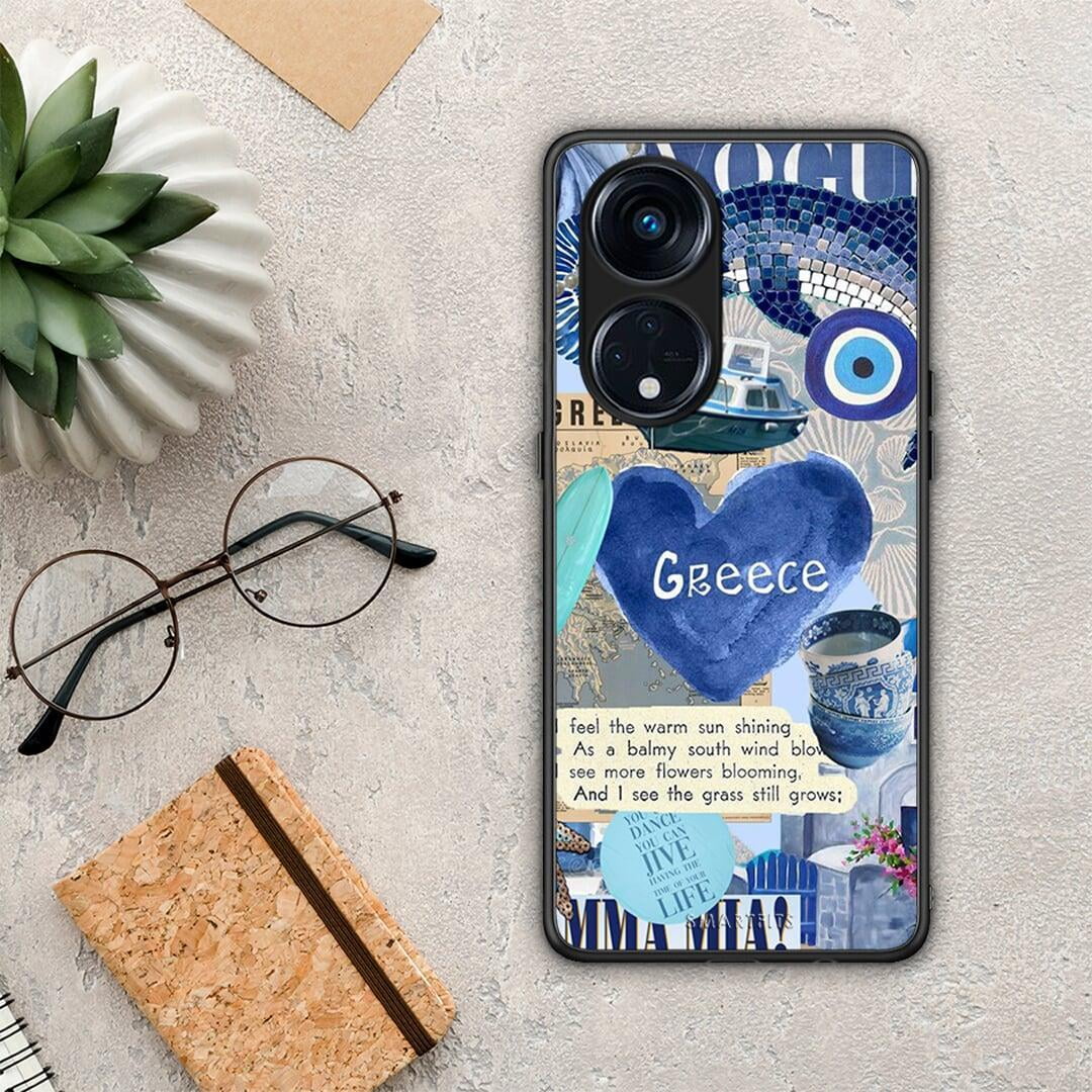 Θήκη Oppo A98 Summer In Greece από τη Smartfits με σχέδιο στο πίσω μέρος και μαύρο περίβλημα | Oppo A98 Summer In Greece Case with Colorful Back and Black Bezels