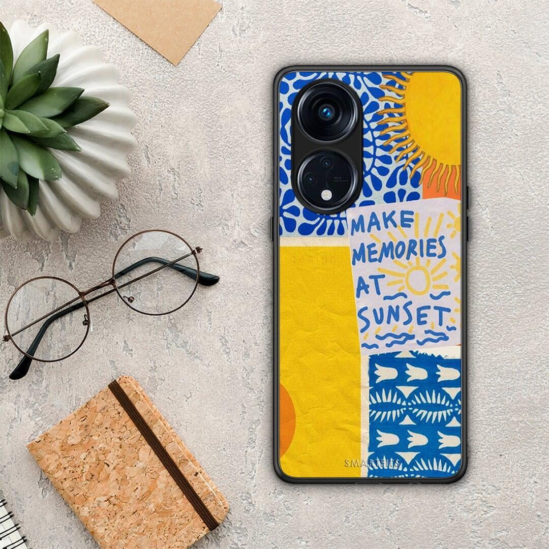 Θήκη Oppo A98 Sunset Memories από τη Smartfits με σχέδιο στο πίσω μέρος και μαύρο περίβλημα | Oppo A98 Sunset Memories Case with Colorful Back and Black Bezels